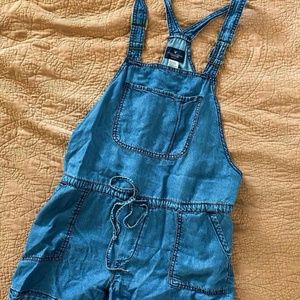 AEO Chambray Overall Shorts